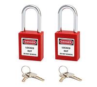 QWORK® Cadenas de sécurité, 2 cadenas avec 4 clés, rouge