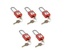 QWORK® Cadenas de sécurité, Lot de 5 cadenas avec 10 clés, Système de verrouillage industriel, Rouge