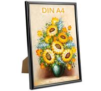 QWORK® Cadres Photo Noir Plastique 21 x 29,7 cm (DIN A4), Stables & Légers, pour Table et Affichage Mural