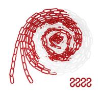 QWORK® Chaîne de barrière plastique, 6mm 10M chaine plastique rouge blanc, pour hôtels, parkings, gares