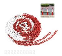 QWORK® Chaîne de barrière plastique, 8mm 25M chaine plastique rouge blanc, pour hôtels, parkings, gares