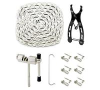 QWORK® Chaîne de vélo 1/2 x 3/32, 116 maillons, Acier au carbone, 6/7/8 Vitesses, VTT, Vélo de vitesse
