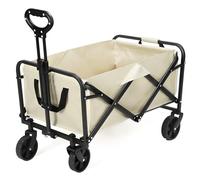QWORK® Chariot Pliable avec Poches Latérales et Poignée Réglable, Chariot de Jardin Chariot de Plage pour Activités Extérieures,Capacité de Charge 80kg
