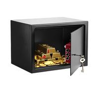 QWORK® Coffre-fort à Clé 35 x 25 x 25 cm -2 compartiments, 3 verrous, construction en acier Massif- Coffre pour Économies et Objets de Valeur