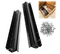QWORK® Coulisses de tiroir robustes pour rangement sous les escaliers 600-1450mm, extension complète, noir, capacité de charge 120 kg, 1 paire, avec vis