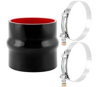 QWORK Coupleur à bosse droit en silicone de 10,2 cm avec pinces, 4 plis, diamètre intérieur de 10,2 cm et connecteur de tuyauterie de 10,2 cm de long avec colliers de serrage en T