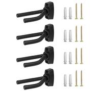 QWORK Crochet de Guitare, Accroche Support Guitare Mural pour Acoustique/Basse/Electrique/Banjo/Ukulele/Fiddle, 4 Pièces