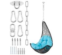 QWORK® Crochet de Plafond Robuste avec chaîne d'extension de 30 cm et Mousqueton, en Acier Inoxydable, Fixation pour Fauteuil Suspendu, Fauteuil Suspendu et Sac de Boxe (jusqu'à 400 kg)