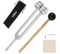 QWORK® Diapason en Alliage d'Aluminium 128 Hz avec Marteau en Silicone, pour Test Sensoriel et Relaxation