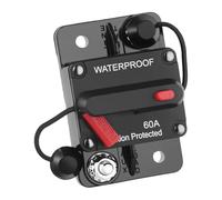 QWORK® Disjoncteur étanche 60 A 12 V-48 V DC avec réinitialisation manuelle pour voiture, bateau, et plus