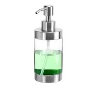 QWORK® Distributeur de savonen Acier Inoxydable et Acrylique, Flacon Distributeur à Pompe pour savons liquides et lotions - 350 ML