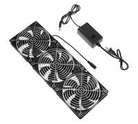 QWORK Double ventilateur de refroidissement à billes 120 mm avec contrôleur de vitesse variable, prise AC 12 V, 62 CFM, double roulement à billes