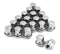 QWORK® Écrous de Roue Chromés M12 x 1.5 x 34, 20 Pièces, 28 mm, Compatible Avec la Plupart Des Modèles Ford & Volvo