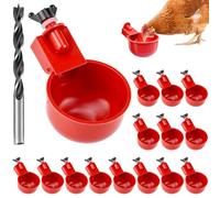 QWORK® Ensemble de 16 abreuvoirs automatiques pour Poules avec perceuse spécialisée - Distributeur d'eau pour volaille - en Plastique de Haute qualité et en Acier Inoxydable