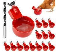 QWORK® Ensemble de 16 abreuvoirs automatiques pour Poules avec perceuse spécialisée - Distributeur d'eau pour volaille - en Plastique de Haute qualité et en Acier Inoxydable