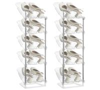 QWORK® Ensemble de 2 étagères à Chaussures étroites, étagères à Chaussures à 5 Niveaux, étagères à Chaussures inclinées, organisateurs de Chaussures, Gain de Place
