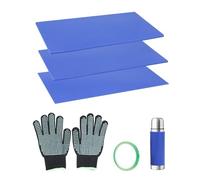 QWORK® Ensemble de 3 Wraps en Silicone pour Tasse Sublimation - Taille 25 x 12 cm épaisseur 4mm/3mm/1.5mm - avec Gants et Ruban de Sublimation