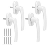 QWORK® Ensemble de 4 poignées de fenêtre, Blanches, entièrement métalliques, pour fenêtre et Portes de Balcon, Longueur de Tige : 35 mm