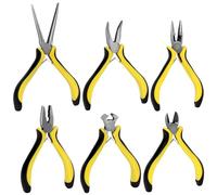 QWORK® Ensemble de 6 mini pinces pour la fabrication d'électronique et de bijoux, matériaux en acier allié, poignées ergonomiques, 4,5 pouces (125 mm)