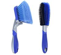 QWORK® Ensemble de brosses de Nettoyage automatiques (2 pièces) - Brosse à Jantes et Brosse à pneus pour Jantes en Aluminium, Poils Doux, Nettoyage en Profondeur.