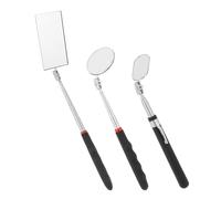 QWORK® Ensemble de miroirs d'inspection, 3 pièces, rectangulaires, Ronds et ovales, rotatifs à 360 degrés, poignées Extensibles, pour inspections de véhicules