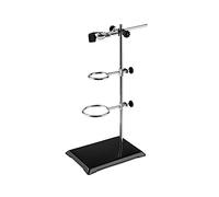 QWORK Ensemble de support de laboratoire robuste, tige de 40,6 cm, acier inoxydable, base en fonte, pince burette, 2 colliers de serrage pour flasque