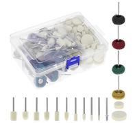QWORK® ensemble multifonctionnel en feutre de laine de 140 pièces et disques de ponçage en éponge abrasive, accessoires de polissage à tige de 1/8" en métal jade verre