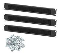 QWORK® Entrée de câble, passe-câble avec brosse, pour armoire serveur 19" Noir, métal, montage en rack, compatible Serveur