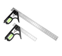 QWORK®Équerre Combinée, Équerre Combinée 150 mm et 300 mm, Équerre Charpentier avec vis de Verrouillage en Laiton
