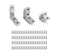 QWORK®Équerre de Fixation, 28 pièces de 90 degrés équerres d'angle, acier inoxydable, 16x20mm, 16x40mm, 16x50mm, supports en forme de L pour la fixation de meubles