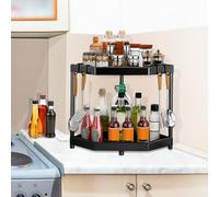 QWORK®Étagère àÉpices D'angle, 2 Étages coin D'étagère de Cuisine, pour Bouteilles D'épices, Articles de Toilette, Tasses
