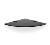 QWORK®Étagère Murale en Verre trempé Noir - 24x24 cm - 6 mm d'épaisseur - Etagere Angle Salle de Bain avec Accessoires de Montage