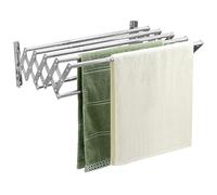 QWORK® Étendoir à Linge Mural, Étendoir Mural Rabattable, Étendoir à Linge avec 7 Tiges, pour Buanderie, Balcon, Salle de Bain