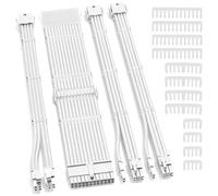 QWORK® Extension câble d'alimentation PSU 30CM, 16AWG câble d'alimentation 24 Broches ATX / 4+4 Broches EPS / 6+2 Broches PCI-E avec Guides-câbles, pour PC de Jeu/GPU/CPU
