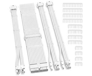 QWORK® Extension câble d'alimentation PSU 30CM, 16AWG câble d'alimentation 24 Broches ATX / 4+4 Broches EPS / 6+2 Broches PCI-E avec Guides-câbles, pour PC de Jeu/GPU/CPU