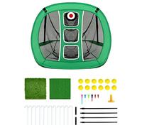 QWORK® Filet de Pratique de Golf, Golf Filet Practice Entrainement, avec 2 Tapis de Golf et 12 balles d'entraînement et Accessoires de Tees de Golf