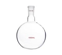 QWORK Flasque d'ébullition en verre à fond plat 1000 ml avec joint standard 24/40, appareil de réception de distillation à paroi lourde, verre de laboratoire à joint extérieur conique, 1000 ml
