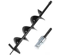 QWORK® Foret de Terre, ⌀ 150 mm Tarière pour Perceuse avec Adaptateur, Foret 80 cm, pour Percer Trous et Planter Arbres