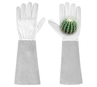 QWORK® Gants résistants aux épines en Cuir, Gants de Jardinage avec Manches Extra Longs et Paume renforcée, pour Roses, Cactus