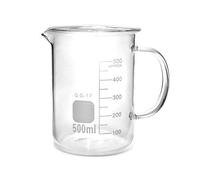 QWORK® Gradué Borosilicate Bécher De Verre avec anse, gradués 500 ml