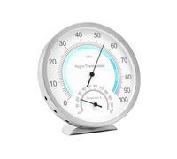 QWORK® Hygromètre thermomètre intérieur 2-en-1, Température analogique Ø 12,5 cm avec boîtier en acier inoxydable, pas besoin de pile