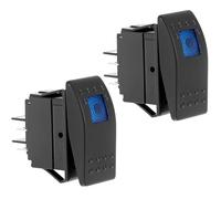 QWORK® Interrupteur à bascule étanche 12 V avec éclairage LED bleu, marche/arrêt pour bateaux et voitures, 4 broches