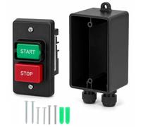QWORK Interrupteur à bouton poussoir monophasé marche/arrêt 120 V/230 V double tension 2HP/3HP - Interrupteur d'alimentation d'arrêt d'urgence avec matériel de boîte profonde pour scie à table, table