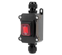 QWORK® Interrupteur à cordon en ligne étanche IP65 avec voyant rouge, 110-220V 30A, interrupteur à bascule DPST, commande marche/arrêt double position