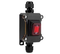 QWORK® Interrupteur à cordon en ligne étanche IP65 avec voyant rouge, 12-24 V 30 A, interrupteur à bascule DPST, commande marche/arrêt double position