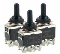 QWORK® Interrupteurs à bascule, AC380V 15A / AC250V 10A, interrupteur 3 positions 6 broches ON-Off-ON avec Capuchon Imperméable noir, 3 pièces