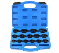 QWORK® Jeu de 15 ensemble de clés, entraînement extérieur carré 3/8" 1/2", clés métriques 8-24 mm chrome molybdène
