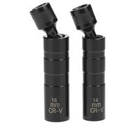 QWORK® Jeu de 2 Douilles à Bougies Magnétique, 3/8" 12 Points Outil de Retrait de Bougie (14mm & 16mm), Noir