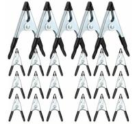QWORK® Jeu de 20 Pinces à Ressort Non Corrosif - Tailles 10 cm et 5 cm - Acier Zingué, Embouts et Poignées en PVC Antidérapants