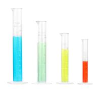 QWORK® Jeu de 4 éprouvettes graduées en plastique, 10/25/50/100 ml, réutilisables, pour sciences, laboratoires, écoles